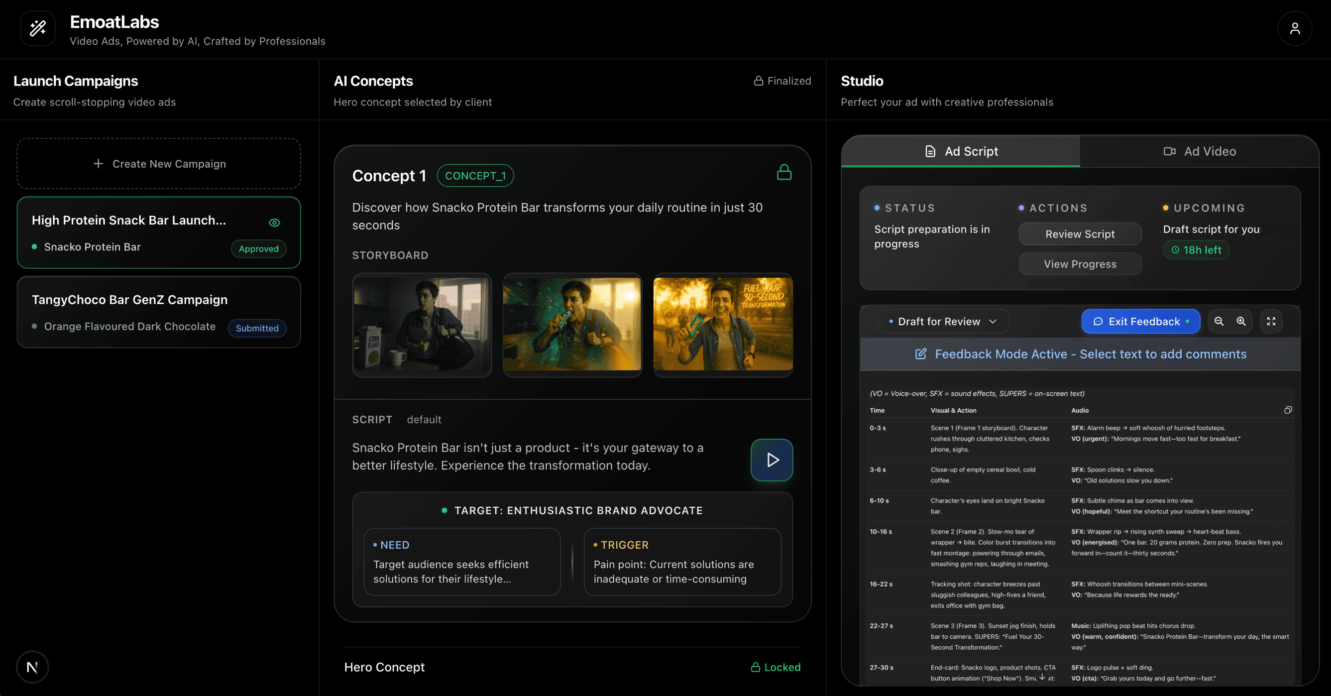 EmoatLabs AI Ads Platform Interface Preview